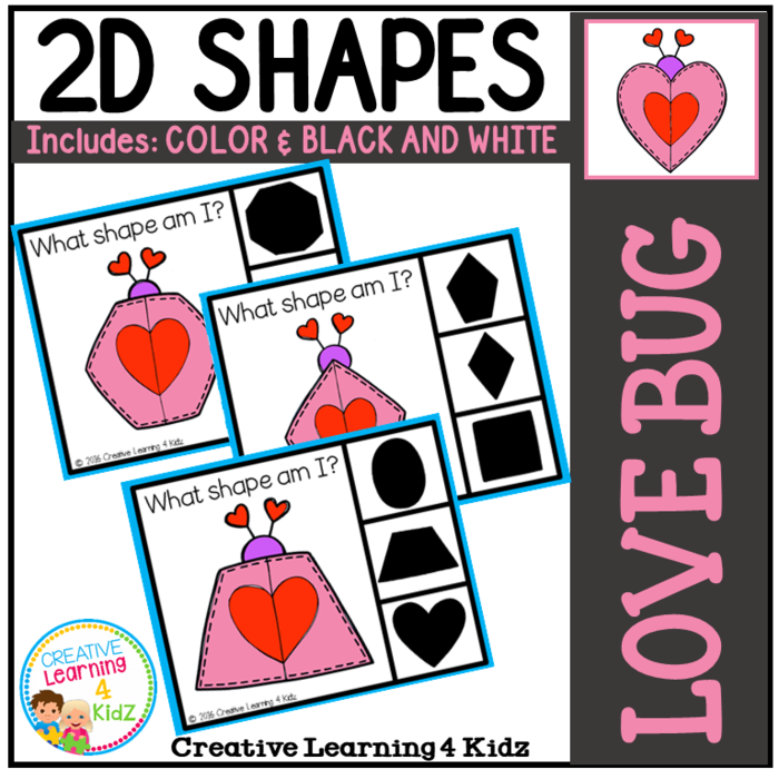 Shape Clip Cards: Love Bugs Valentine's Day