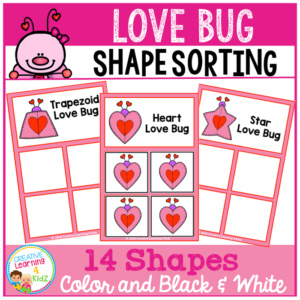 shape sorting mats: love bug valentine's day