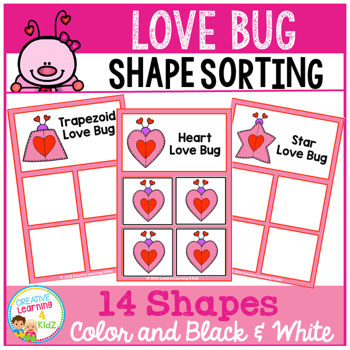 Shape Sorting Mats: Love Bug Valentine's Day