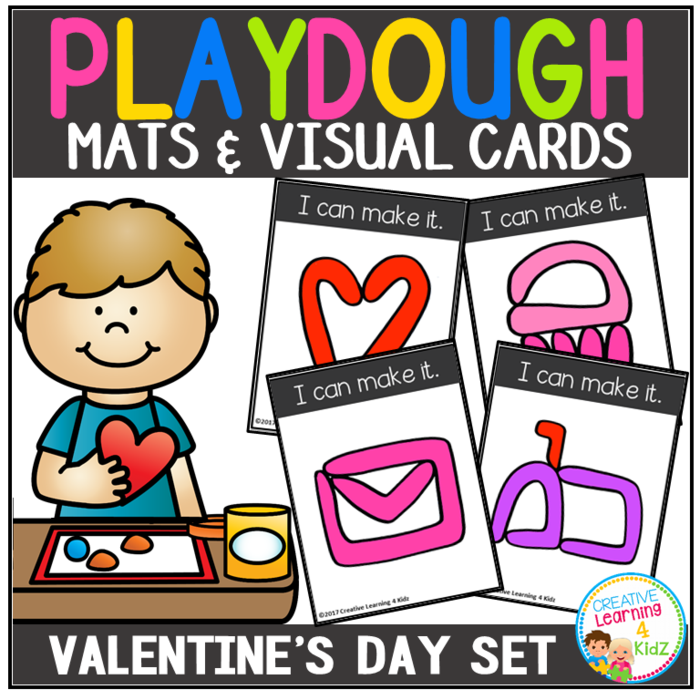 Playdough Mats & Visual Cards: Valentine's Day Set