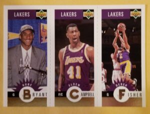 1996-97 upper deck mini kobe bryant gold rookie card los angeles lakers derek fisher elden campbell l1