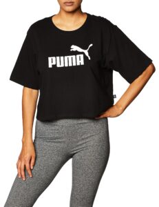 puma women's essentials+ cropped tee, black, medium