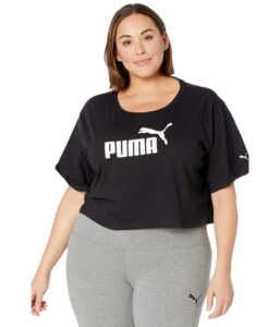 puma plus size essential cropped logo tee puma black 2x