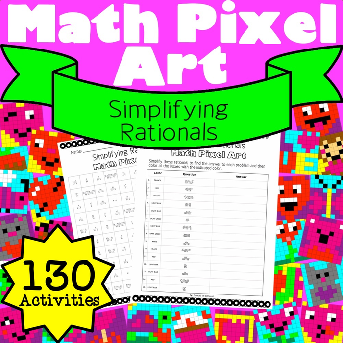 Valentine’s Day: Algebra Simplifying Rational Expressions Pixel Art Mystery Pics