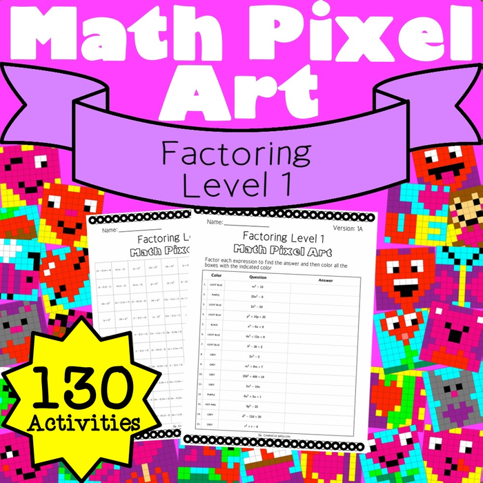 Valentine’s Day: Algebra Factoring #1 Pixel Art Mystery Pictures