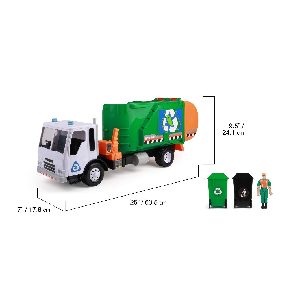 Mighty Fleet Titans 24" Garbage Truck - Huge Realistic Toy Garbage Truck with Lights & Sounds & Working Trash Collector, Batteries Incl, Ages 3+