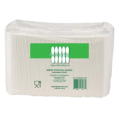 Perfect Stix - PW-Cocktail White Napkins-500ct 1 Ply White Cocktail Napkins - 500 Count(Pack of 1)