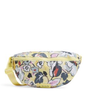 vera bradley women's recycled lighten up reactive convertible crossbody belt bag with rfid protection, sunny garden, one size