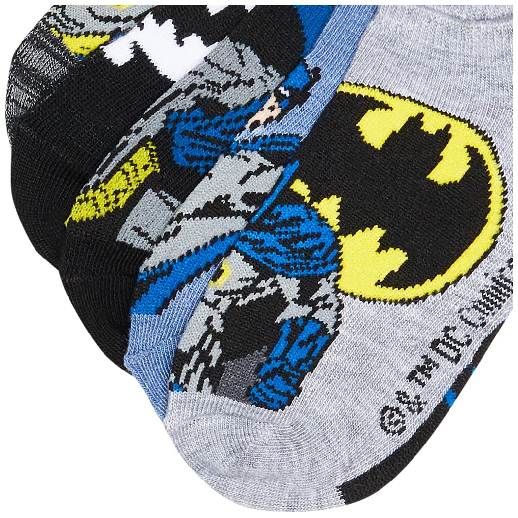BATMAN boys Batman 5 Pack No Show Casual Sock, Blue Assorted, Shoe Size 3-8 US