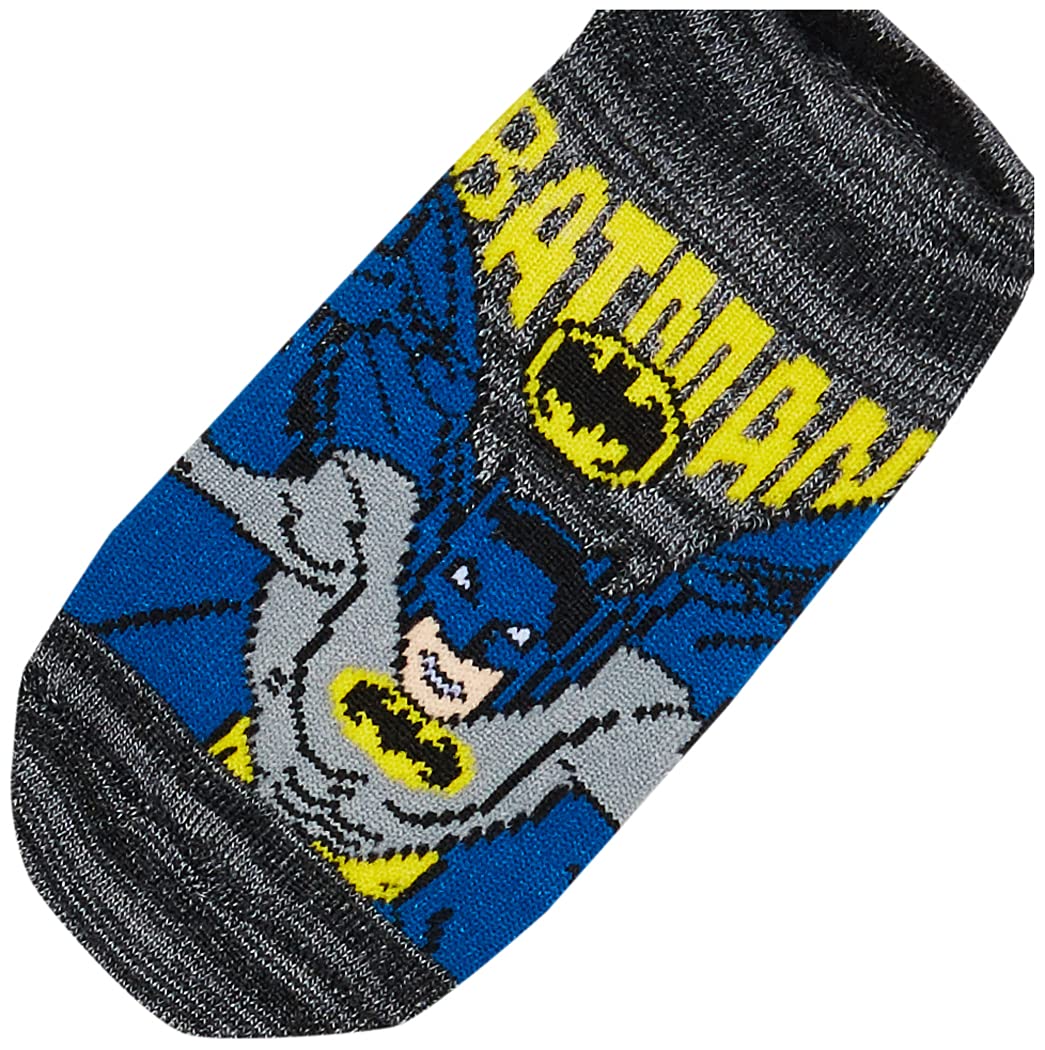 BATMAN boys Batman 5 Pack No Show Casual Sock, Blue Assorted, Shoe Size 3-8 US