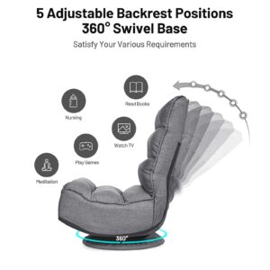 Giantex 360 Degree Swivel Gaming Chair, 6 Position Adjustable Folding Floor Chair, 300lb Spring Support, Comfortable Padded Backrest, Lazy Sofa Chair Game Rocker for Teens Adults