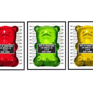 Gummy Bear Mugshot Modern Pop Art, Wall Art Set - Original 8x10 Poster Prints - Cool Unique Gift - Unframed Photo Pictures