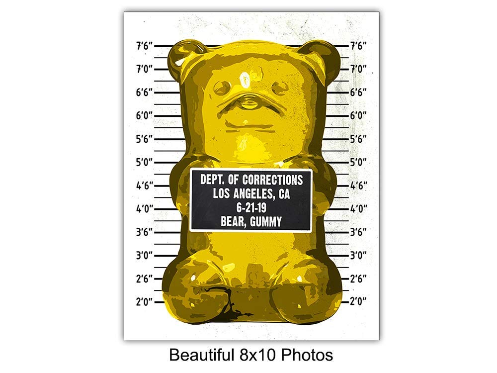 Gummy Bear Mugshot Modern Pop Art, Wall Art Set - Original 8x10 Poster Prints - Cool Unique Gift - Unframed Photo Pictures