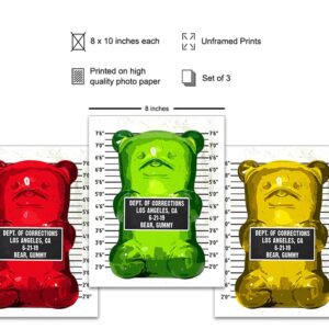 Gummy Bear Mugshot Modern Pop Art, Wall Art Set - Original 8x10 Poster Prints - Cool Unique Gift - Unframed Photo Pictures