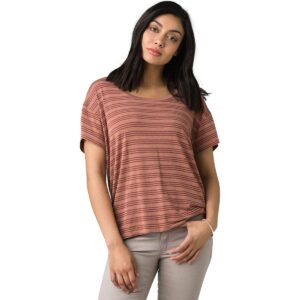 prana women's foundation slouch top, vino heather stripe, medium