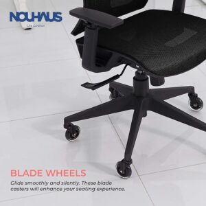 Nouhaus ErgoTASK – Ergonomic Task Chair, Computer Chair and Office Chair with Headrest. Rolling Swivel Chair with Rollerblade Wheels (Grey)