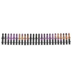 department 56 village collection accessories halloween glitter miniature fence figurine, 2.17 inch, multicolor