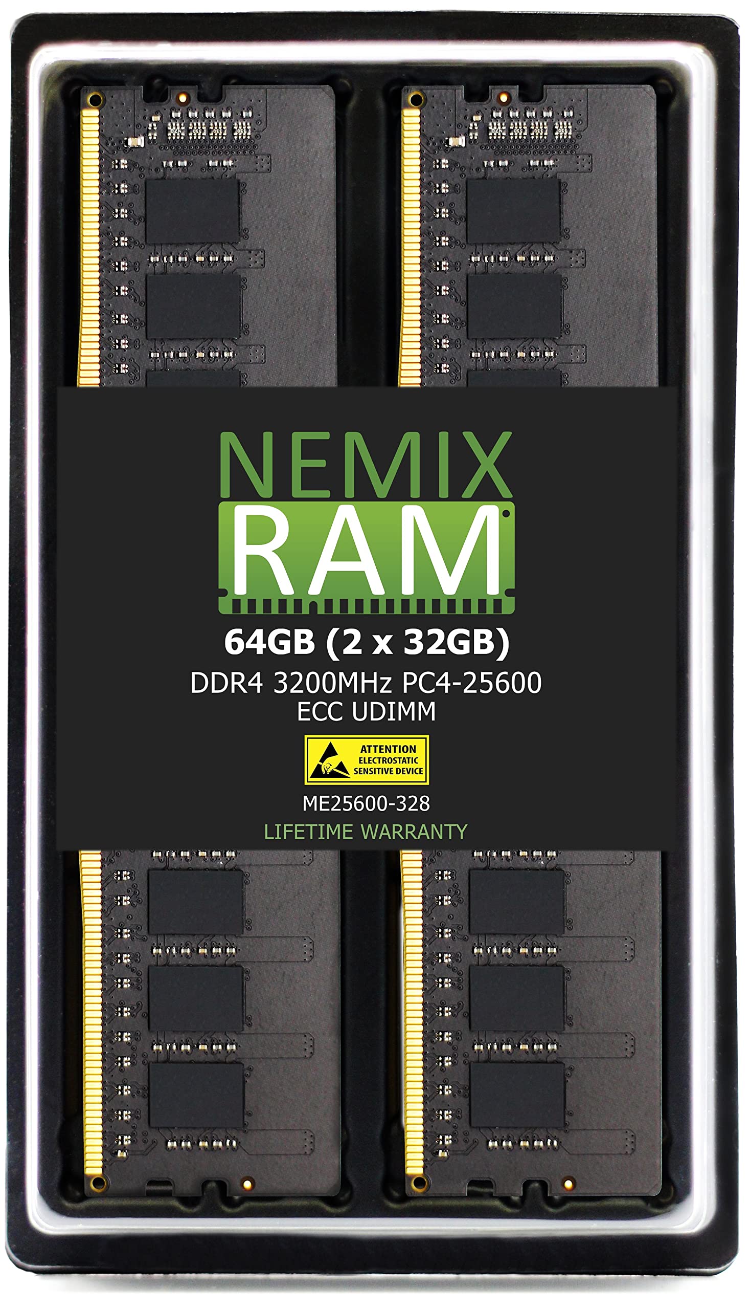 64GB 2x32GB DDR4-3200 PC4-25600 2Rx8 ECC Unbuffered Server Memory by NEMIX RAM