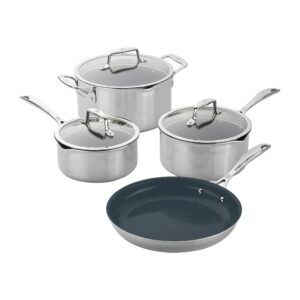 zwilling clad cfx 7-pc stainless steel ceramic nonstick cookware set
