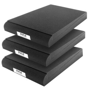 pyle sound dampening riser foam-audio acoustic noise isolation platform recoil stabilizer w/rubber base pad for studio monitor, subwoofer, loud speakers, sold in 2 pairs psi03x2, black, 4 pack