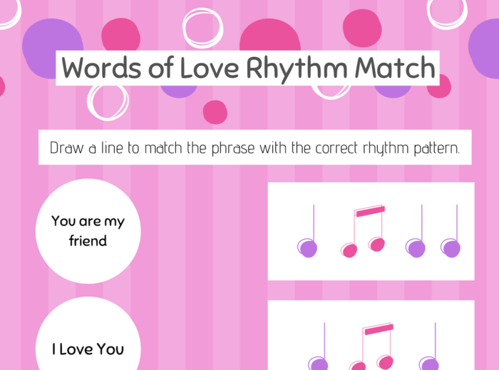 Valentines Themed Music Worksheets and Lesson Plans