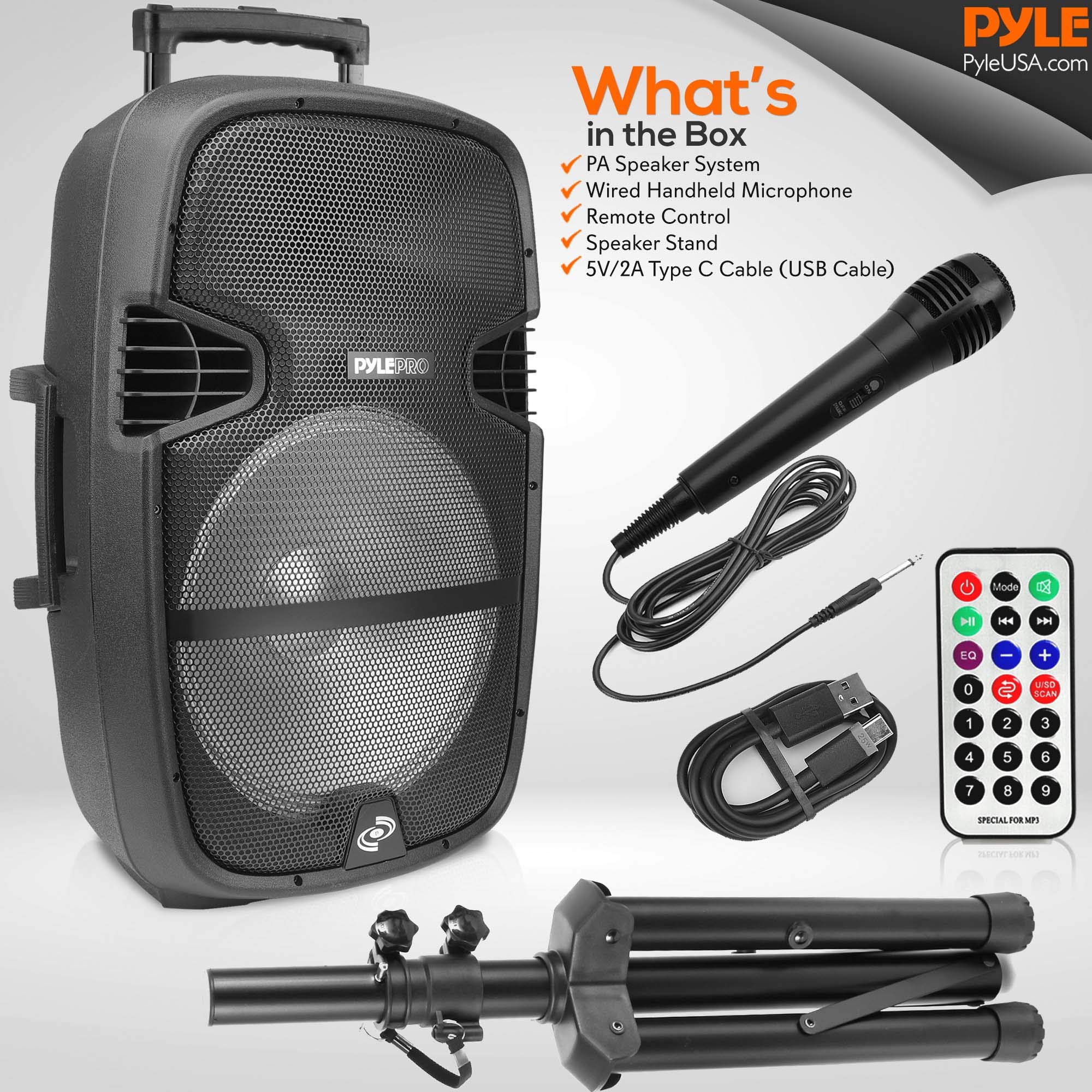 Pyle Portable Bluetooth PA Speaker System - 1000W Outdoor Bluetooth Speaker System w/Microphone in, Party Lights, USB SD Card Reader, FM Radio, Wheels - Remote Control, Tripod PPHP1548B, BLACK,BLUE