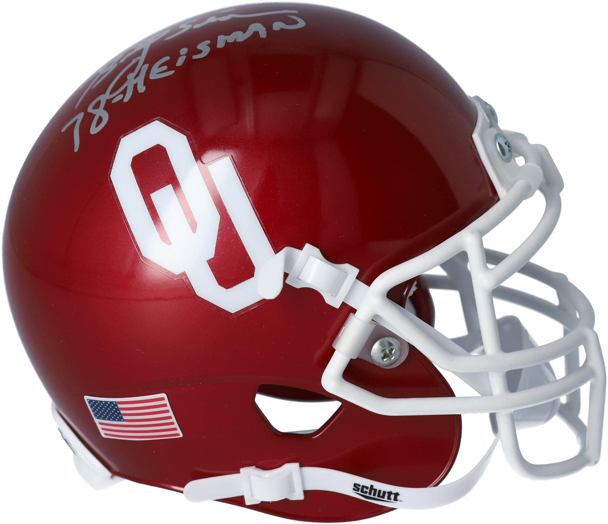 Billy Sims Oklahoma Sooners Autographed Schutt Mini Helmet with "78 Heisman" Inscription - Autographed College Mini Helmets