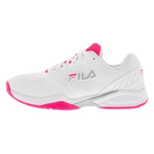 fila women's volley zone shoes sneaker, white/knockout pink/white, 7