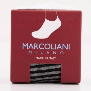 Marcoliani Milano Mens Invisible Touch No Show Pima Cotton Stripe Sneaker Socks, Black, One Size Fits Most