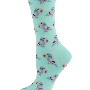 MeMoi Feed the NYC Pigeons Rayon Blend Crew Socks Seafoam 9-11