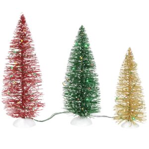 department 56 village collection accessories holiday pines tress lit figurine set, various sizes, multicolor