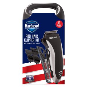 xtreme digital lifestyle accessories barbasol professional hair clipper kit with stainless steel blades, 4 guide combs, adjustable taper and travel bag