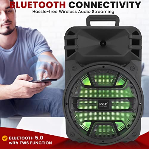 Pyle 12'' Portable Bluetooth Speaker System - 800 Watts - Karaoke Speaker w/ Latest DJ LED Lights, USB/FM/BT/Aux/Remote Control/Mic Inputs & Built-in Rechargeable Battery PPHP1243B