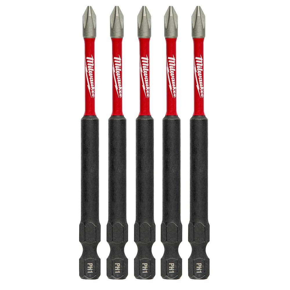 Milwaukee SHOCKWAVE #1 Phillips Bit Pack of 5, 3.5 Inch Length