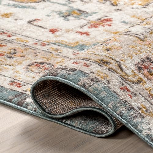 nuLOOM 10x14 Justine Vintage Medallion Area Rug, Beige, Faded Persian Design, Stain Resistant, For Bedroom, Dining Room, Living Room, Hallway, Office, Kitchen, Entryway