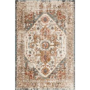 nuLOOM 10x14 Justine Vintage Medallion Area Rug, Beige, Faded Persian Design, Stain Resistant, For Bedroom, Dining Room, Living Room, Hallway, Office, Kitchen, Entryway