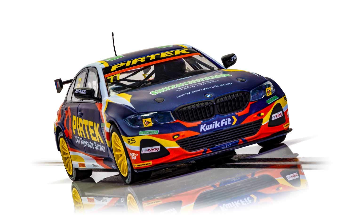 Scalextric BMW 330I M-Sport BTCC Pirtek 1:32 Slot Race Car C4194, Blue & Yellow