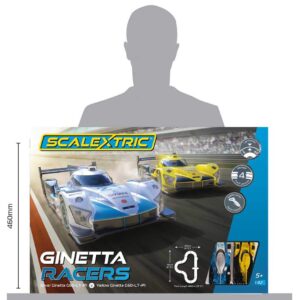 Scalextric Ginetta Racers 1:32 Analog Slot Car Race Track Set C1412T Yellow, Silver & Blue