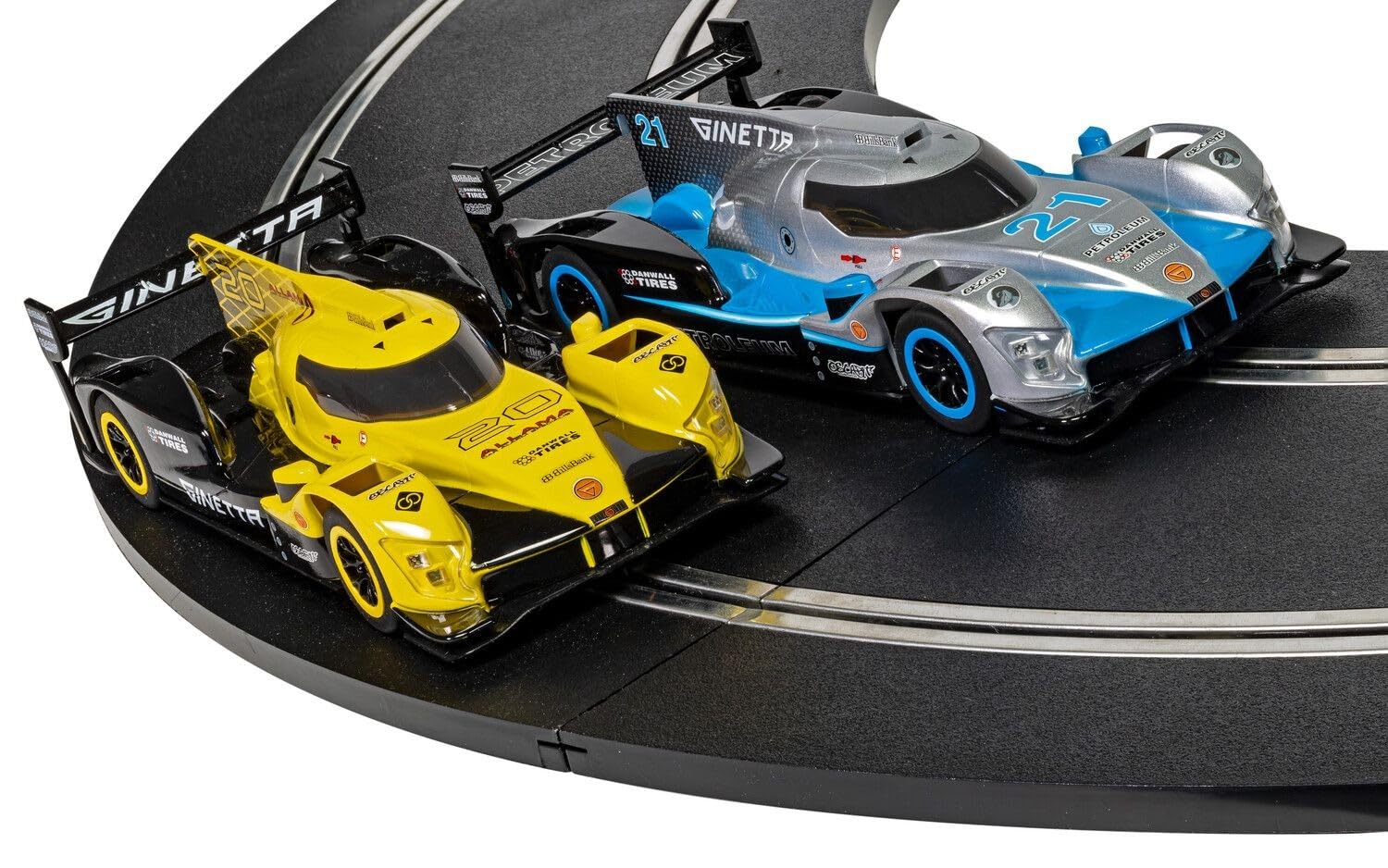 Scalextric Ginetta Racers 1:32 Analog Slot Car Race Track Set C1412T Yellow, Silver & Blue