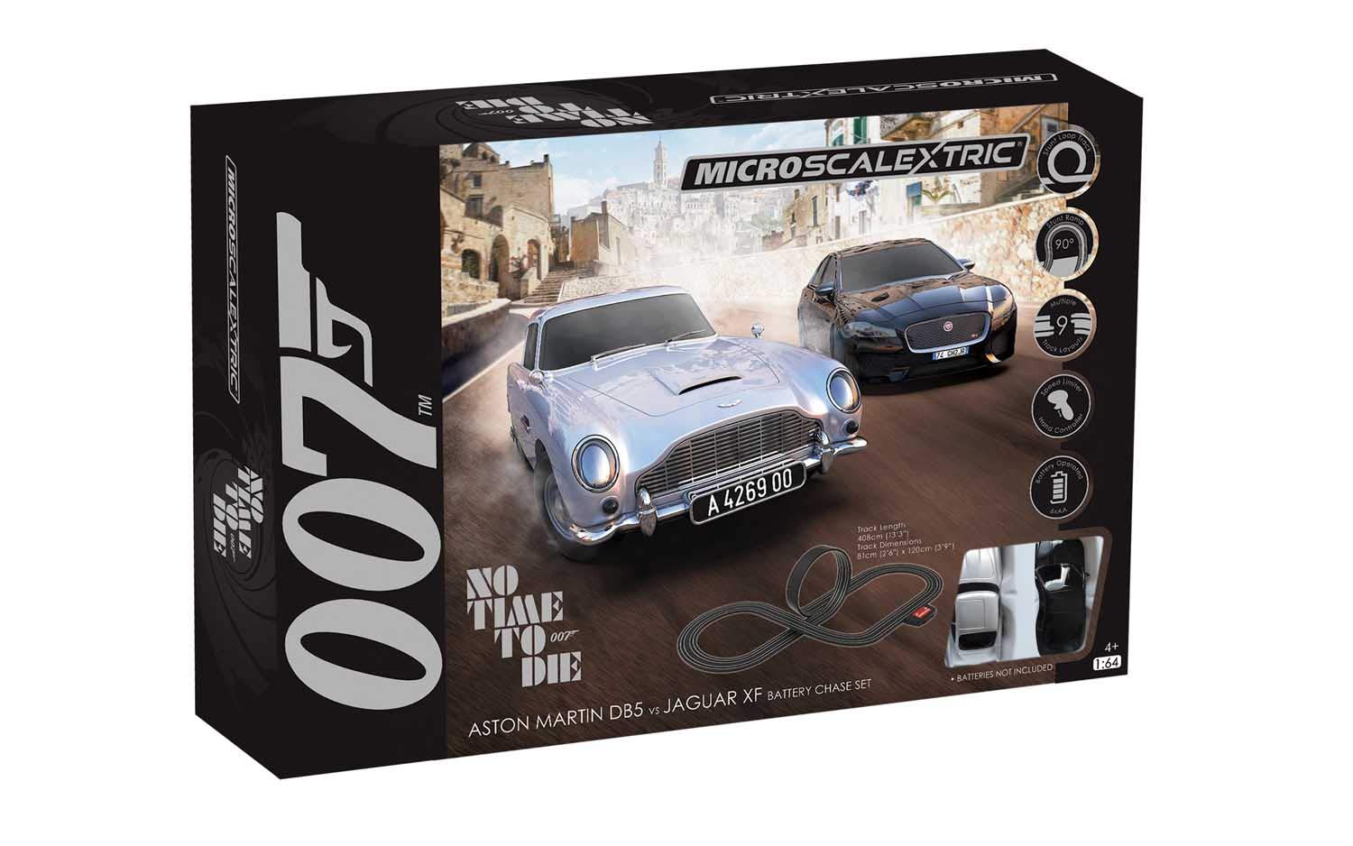 Scalextric Micro James Bond No Time to Die 1:64 Battery Powered Slot Car Race Track Set G1161T, Black