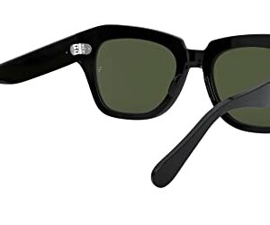 Ray-Ban RB2186 State Street Square Sunglasses, Black/G-15 Green, 49 mm