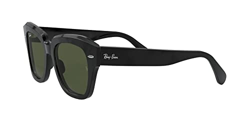 Ray-Ban RB2186 State Street Square Sunglasses, Black/G-15 Green, 49 mm