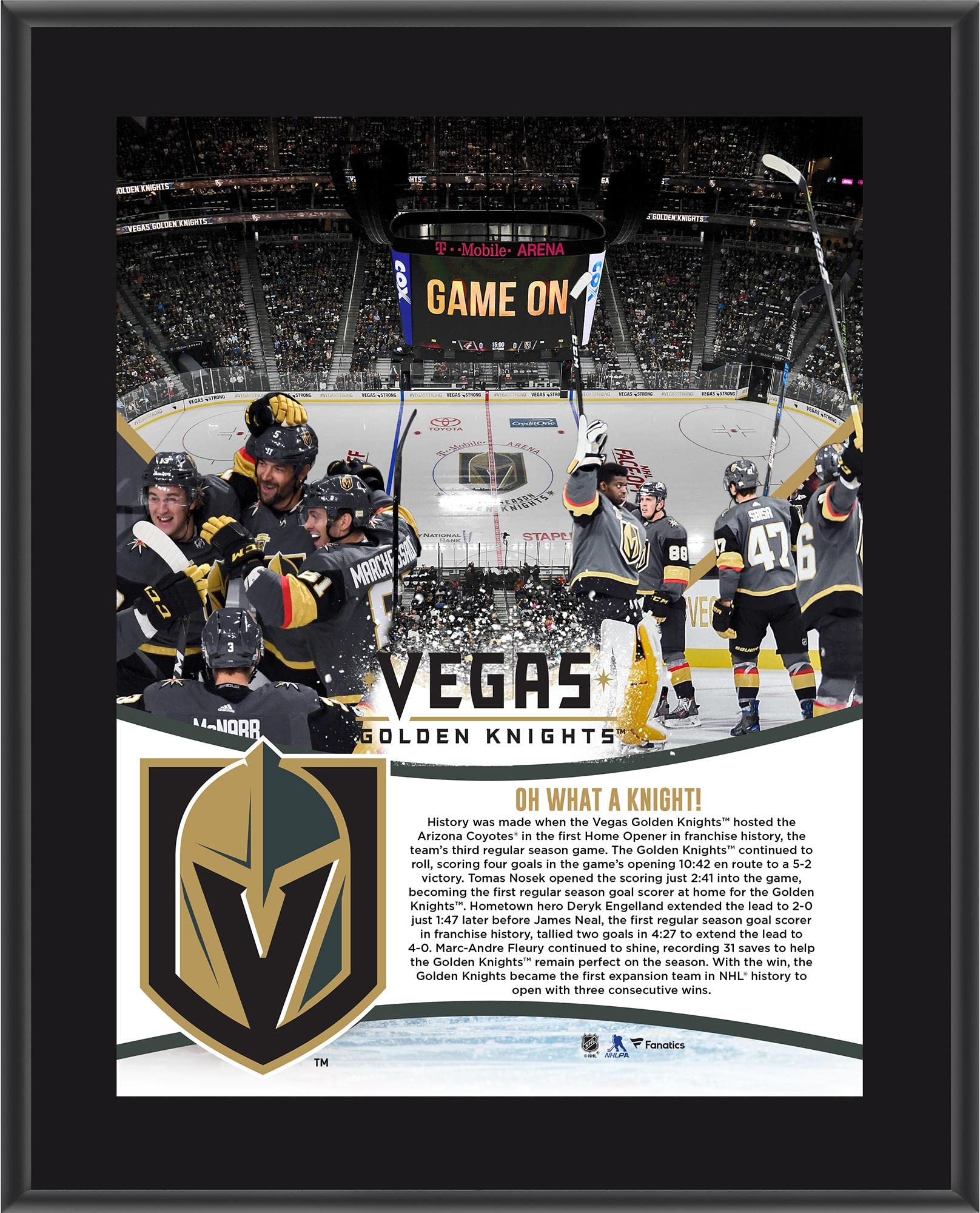 Vegas Golden Knights 10.5" x 13" 2017 Inaugural Season Opening Night Victory Sublimated Plaque - NHL Team Plaques and Collages