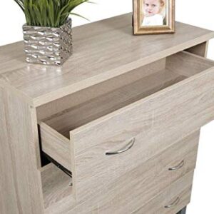 OS Home and Office Furniture Model four drawer chest, Contemporary Crosshatched Sandy Birch Laminate