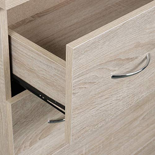 OS Home and Office Furniture Model four drawer chest, Contemporary Crosshatched Sandy Birch Laminate