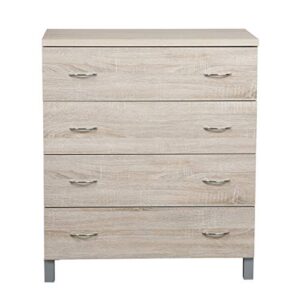 OS Home and Office Furniture Model four drawer chest, Contemporary Crosshatched Sandy Birch Laminate