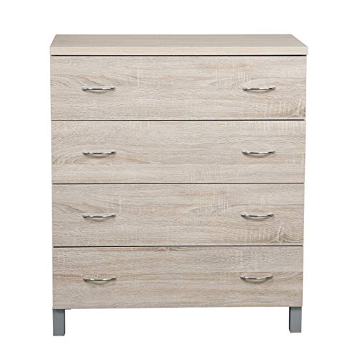 OS Home and Office Furniture Model four drawer chest, Contemporary Crosshatched Sandy Birch Laminate