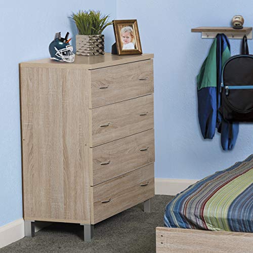 OS Home and Office Furniture Model four drawer chest, Contemporary Crosshatched Sandy Birch Laminate