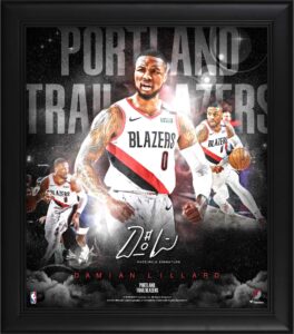 damian lillard portland trail blazers framed 15" x 17" stars of the game collage - facsimile signature - nba player plaques and collages
