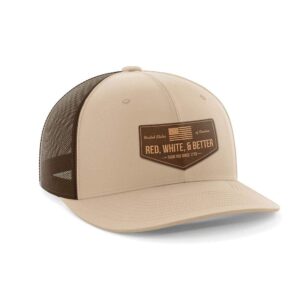 red, white, and better than you(khaki/coffee) - adjustable trucker hats with snapback